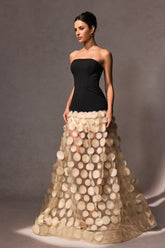 Irene Strapless Sheer Tulle Maxi Dress